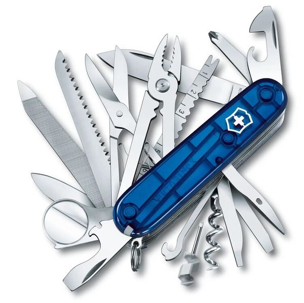 Švajčiarsky nôž VICTORINOX Swiss Army knife 1.6795.T2 SwissChamp – transparentný modrý