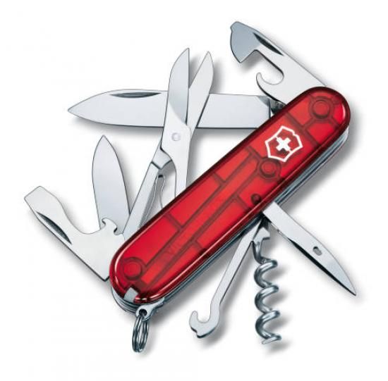 VICTORINOX 1.3703.T Swiss Army knife CLIMBER, red translucent